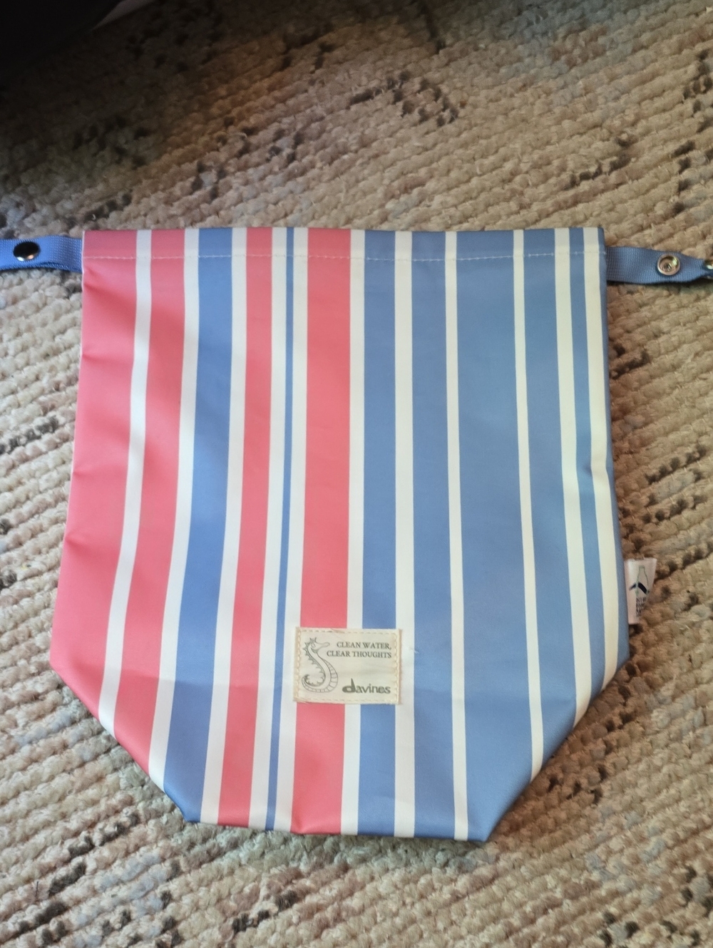 Davines Striped Pouch in Blue, Coral & White
